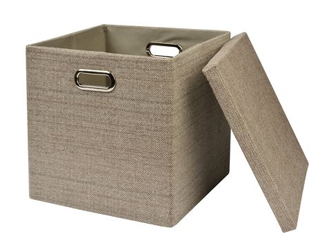 Collapsible Storage Cubes Bins 13"x13"13", Foldable Heavy-Duty Burlap ...