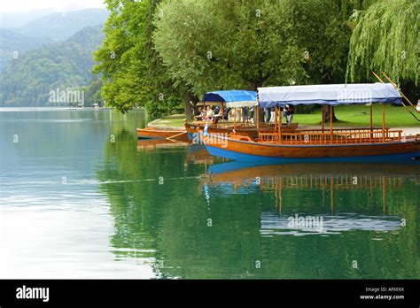 Pletna boat Slovenia Stock Photo - Alamy