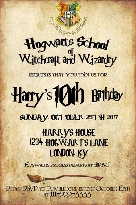 Harry Potter Invitation Template Free Of Free Harry Potter Invitations Edit and Print ...