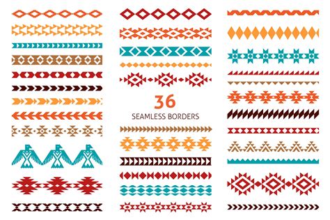 Native America AZTEC Border, seamless borders clipart, PNG (802477) | Patterns | Design Bundles