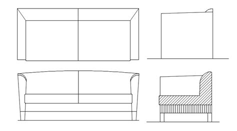 AutoCAD 2D block of sofa, CAD file, dwg file - Cadbull