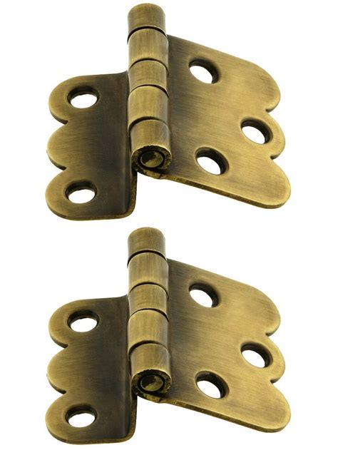 Pair of Hoosier Offset Cabinet Hinges in Antique-By-Hand - 1 1/4" x 1 3/4" | Decorative hinges ...