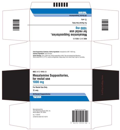 Mesalamine Suppository - FDA prescribing information, side effects and uses