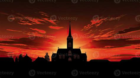 Catholic church silhouette against sunset 27102771 Stock Photo at Vecteezy