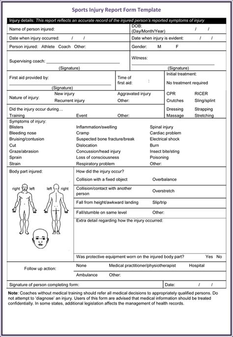 Free Printable Injury Form Templates (Word | PDF)