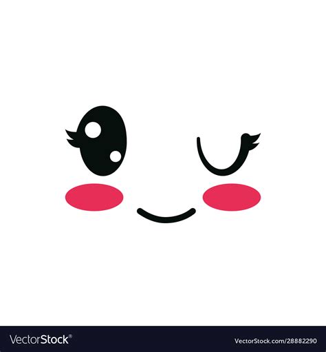 Isolated kawaii happy and wink face cartoon Vector Image