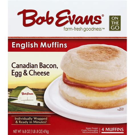 Bob Evans On the Go Canadian Bacon, Egg & Cheese English Muffin Sandwiches (4 each) - Instacart