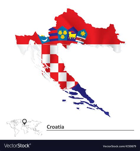 Map of croatia with flag Royalty Free Vector Image