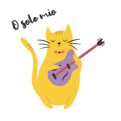 Funny Cat Playing Guitar Vector Illustration Stock Vector ...