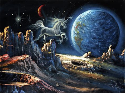 Unicorn in space Painting by Santos - Fine Art America