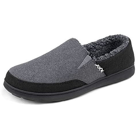 Zigzagger Men's Wool Micro Suede Moccasin Slippers House Shoes Home Indoor/Outdoor Footwear ...