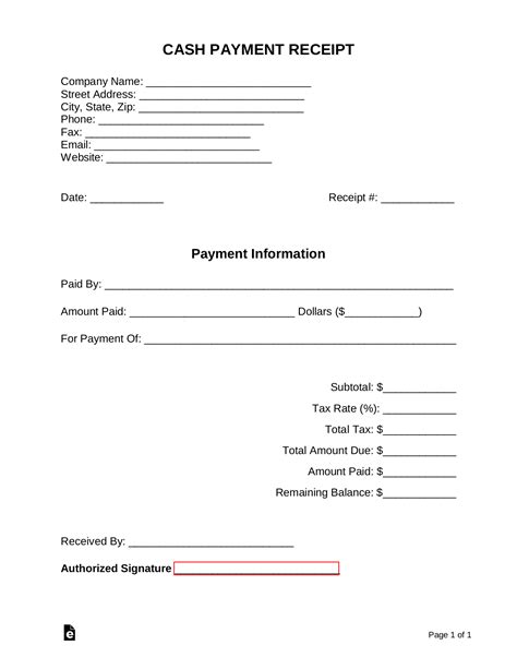 Free Cash Receipt Template Database