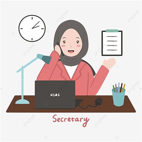 Wearing Hijab PNG Image, Cute Woman Wearing Black Hijab Working As A ...