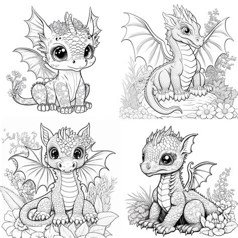 100 Cute Dragon Coloring Pages Printable Coloring Book Coloring Pages for Kids Printable Digital ...