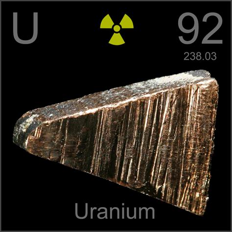 Depleted uranium for sale, a sample of the element Uranium in the Periodic Table