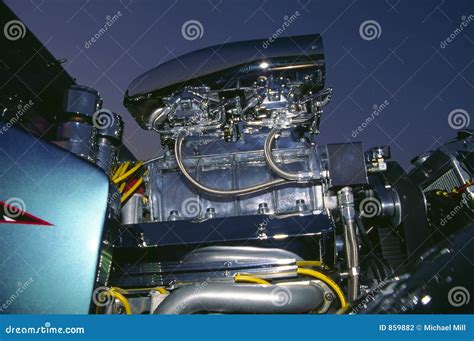 Street Rod Engine stock photo. Image of blower, polished - 859882