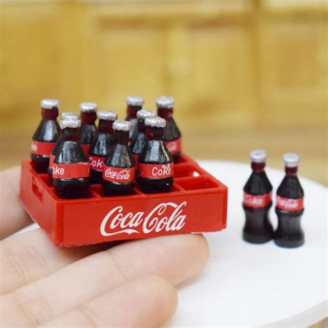 1 Dozen 12pcs Mini Coke Drinks 1/12 Dollhouse Miniature Food Doll Drinks Bottle Set Play Kitchen ...