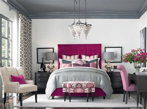 Raspberry accents...love it! From HGTV | Bedroom design, Home bedroom, Home decor