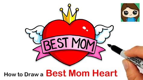 How to Draw BEST MOM Heart with Wings ️| Mother's Day Art - YouTube