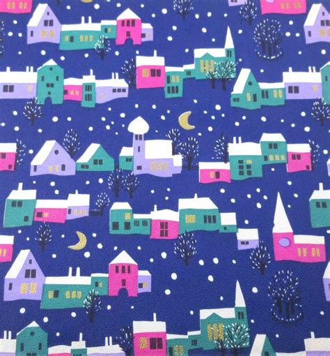 Vintage Blue Christmas Wrapping Paper or Gift Wrap with Pink | Etsy