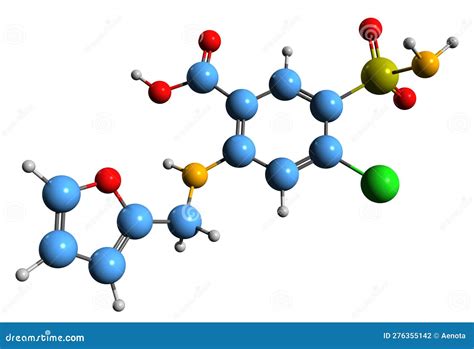 3D Image of Furosemide Skeletal Formula Stock Illustration - Illustration of blood, kidney ...