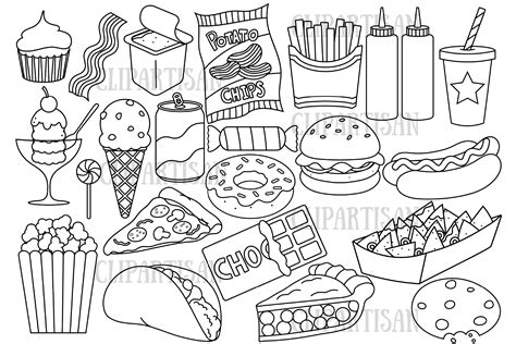 Junk Food clip Art, Fast Food Clipart, Digital Stamp By ClipArtisan ...