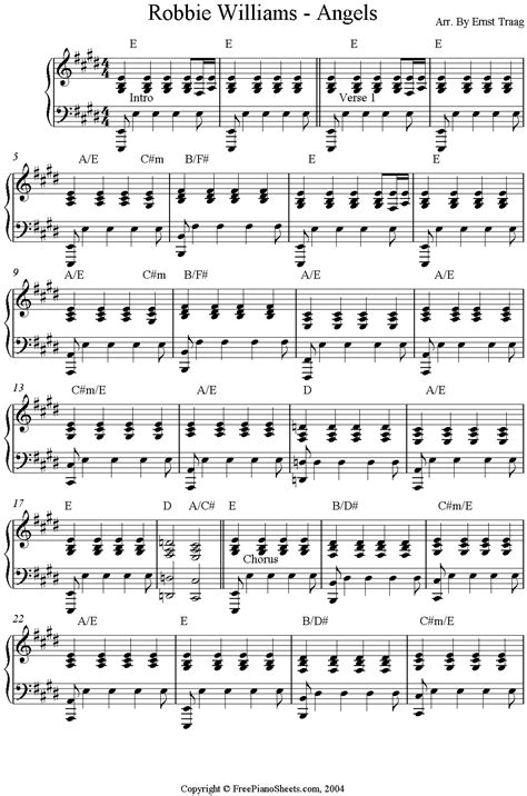 Robbie Williams - Angels - Partituras de piano | Sheet music for piano