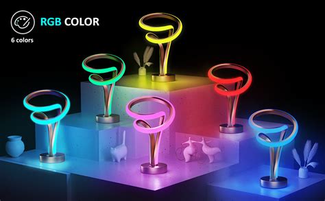 airnasa 10 Light Modes Modern Spiral RGB Table Lamp, Cool Lamps for Bedroom, Touch Dimmable LED ...