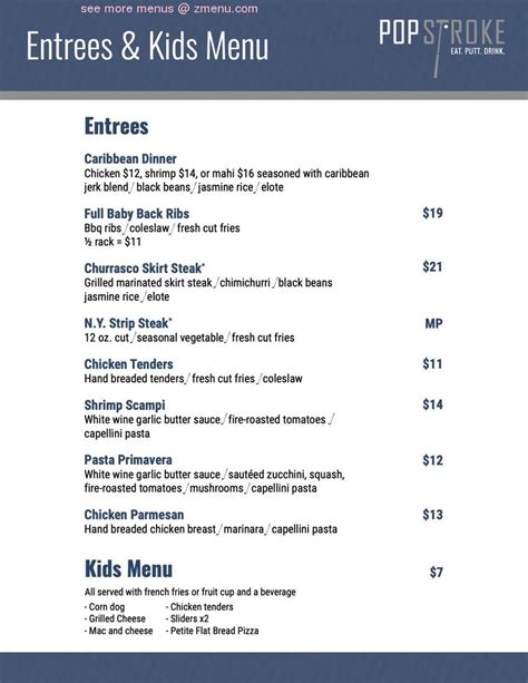 Online Menu of PopStroke Restaurant, Fort Myers, Florida, 33912 - Zmenu