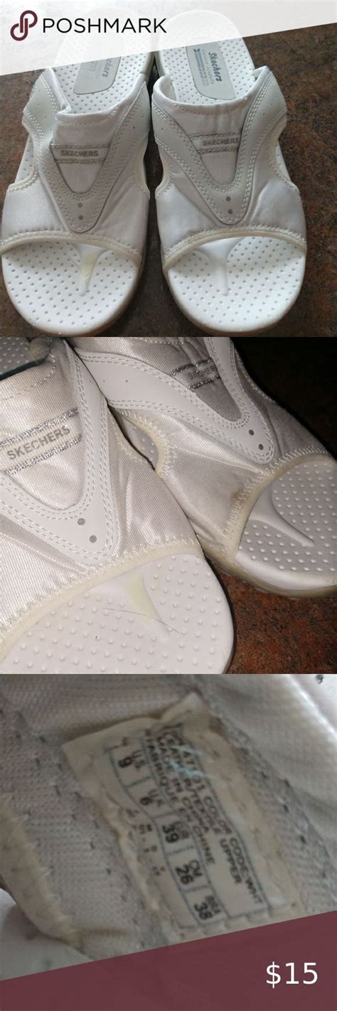 Skechers white sandals 9M | White sandals, Skechers, Skechers shoes