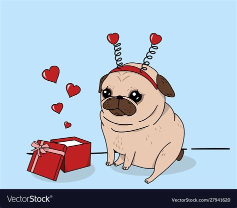 Pug love Royalty Free Vector Image - VectorStock