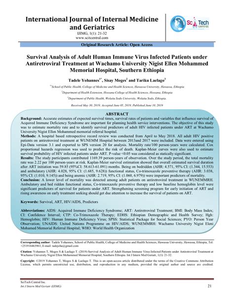 (PDF) Survival Analysis of Adult Human Immune Virus Infected Patients under Antiretroviral ...