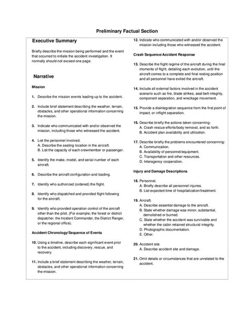 Aviation accident investigation template in Word and Pdf formats - page ...