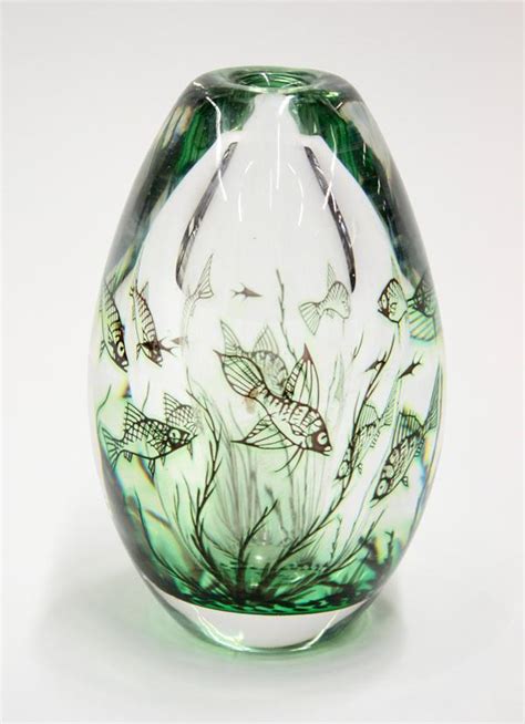 Orrefors Graal art glass vase