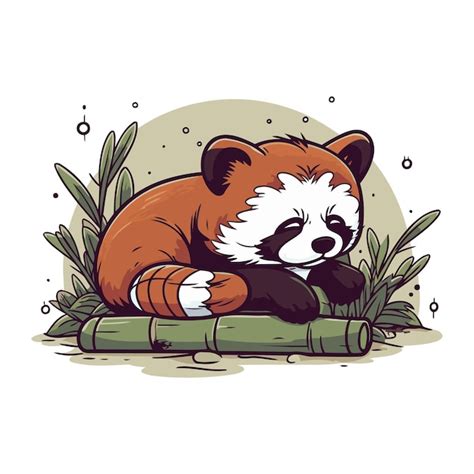 Premium Vector | Vector illustration of a cute red panda sleeping on a ...