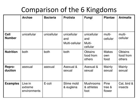 PPT - Comparison of the 6 Kingdoms PowerPoint Presentation, free ...