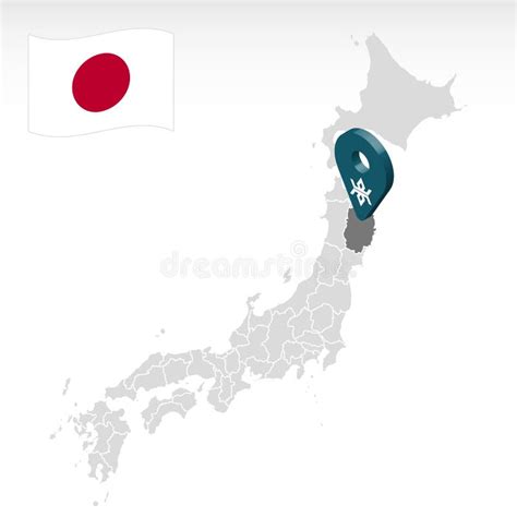 Location of Prefecture Iwate on Map Japan. 3d Iwate Location Mark Stock Vector - Illustration of ...