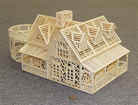 Pin by 若微尘 on 现代建筑 | Popsicle stick houses, Balsa wood crafts, Popsicle stick crafts house