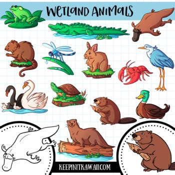 Wetland Animals Clip Art Collection by KeepinItKawaii | TPT