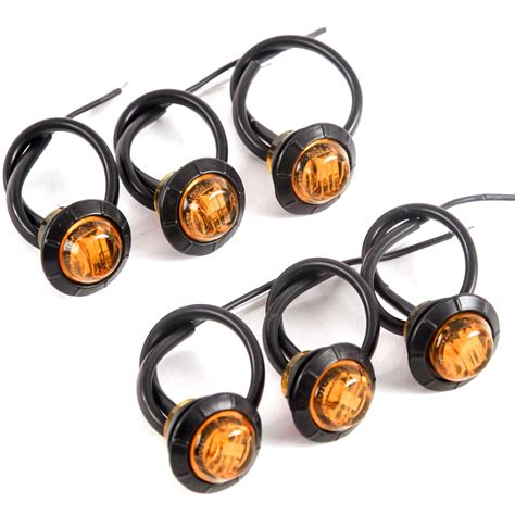 (6) 3/4 Inches Amber LED Amberance Side Marker Lights Truck Trailer ...