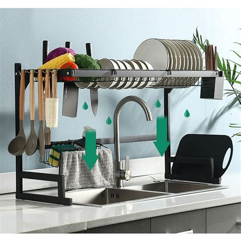 25.6"/33.5" Dish Drying Rack Over Sink Stainless Steel Sturdy Dishes ...