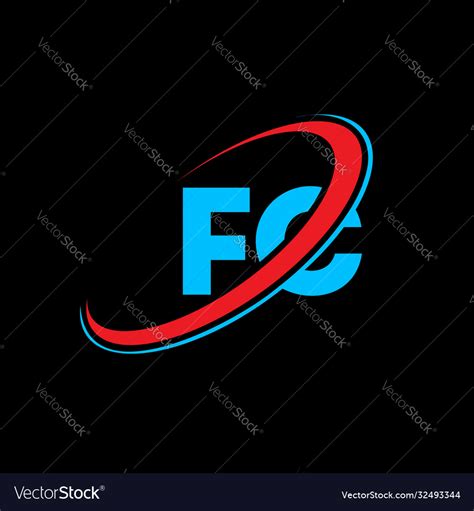 Fc f c letter logo design initial letter Vector Image