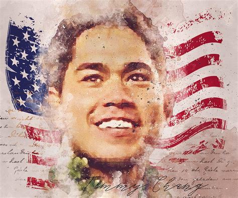 Player Football Timmy Chang And Flag Usa Mixed Watercolor Mixed Media ...