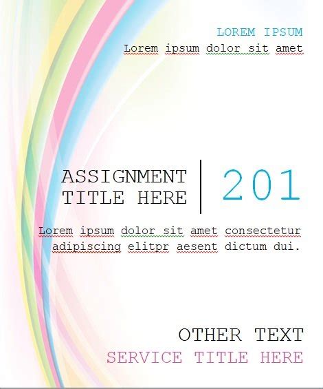 Free Printable Assignment Cover Page Template [Word] - Excel TMP