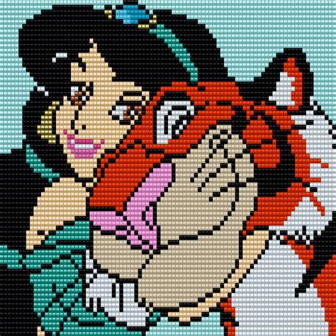 Princess Jasmine and Rajah from Aladdin Square Grid Pattern 90 Columns ...