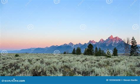 Grand teton at sunrise stock photo. Image of scenic - 103365658