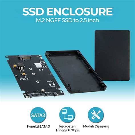 XIEDE M.2 NGFF SSD to 2.5 inch SATA Adapter Card Enclosure 7mm - M2N25 - Black - JakartaNotebook.com