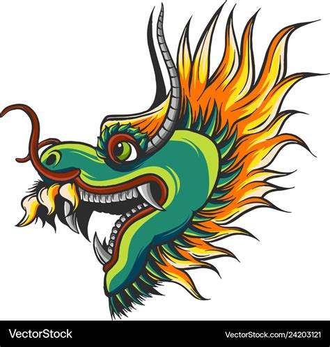 Head of a colorful chinese dragon Royalty Free Vector Image