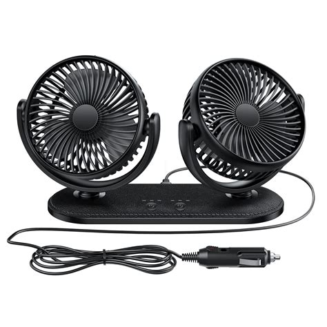 TriPole Car Fan 12V / 24V Portable Auto Cooling Fan Dual Head Rotatable ...