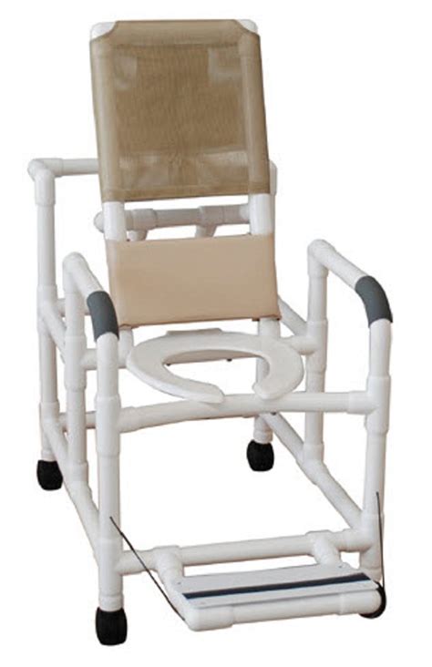 Reclining Shower Chair with Deluxe Elongated Open Front Seat and Folding Footrest